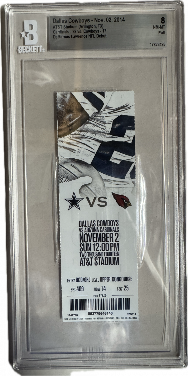 Zack Martin Dallas Cowboys NFL Debut Ticket Stub-September 7th, 2014 Beckett Graded 7