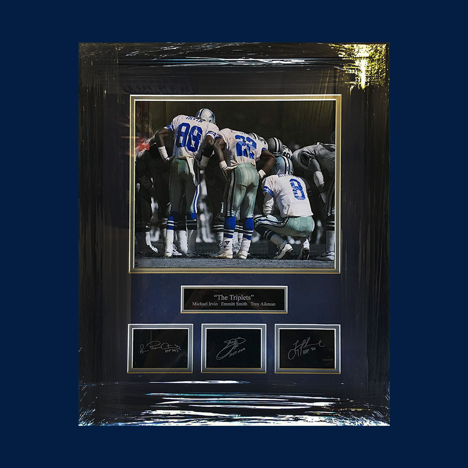 DALLAS COWBOYS TRIPLETS AUTOGRAPHED HAND SIGNED CUSTOM FRAMED 16X20 PHOTO -  Signature Collectibles