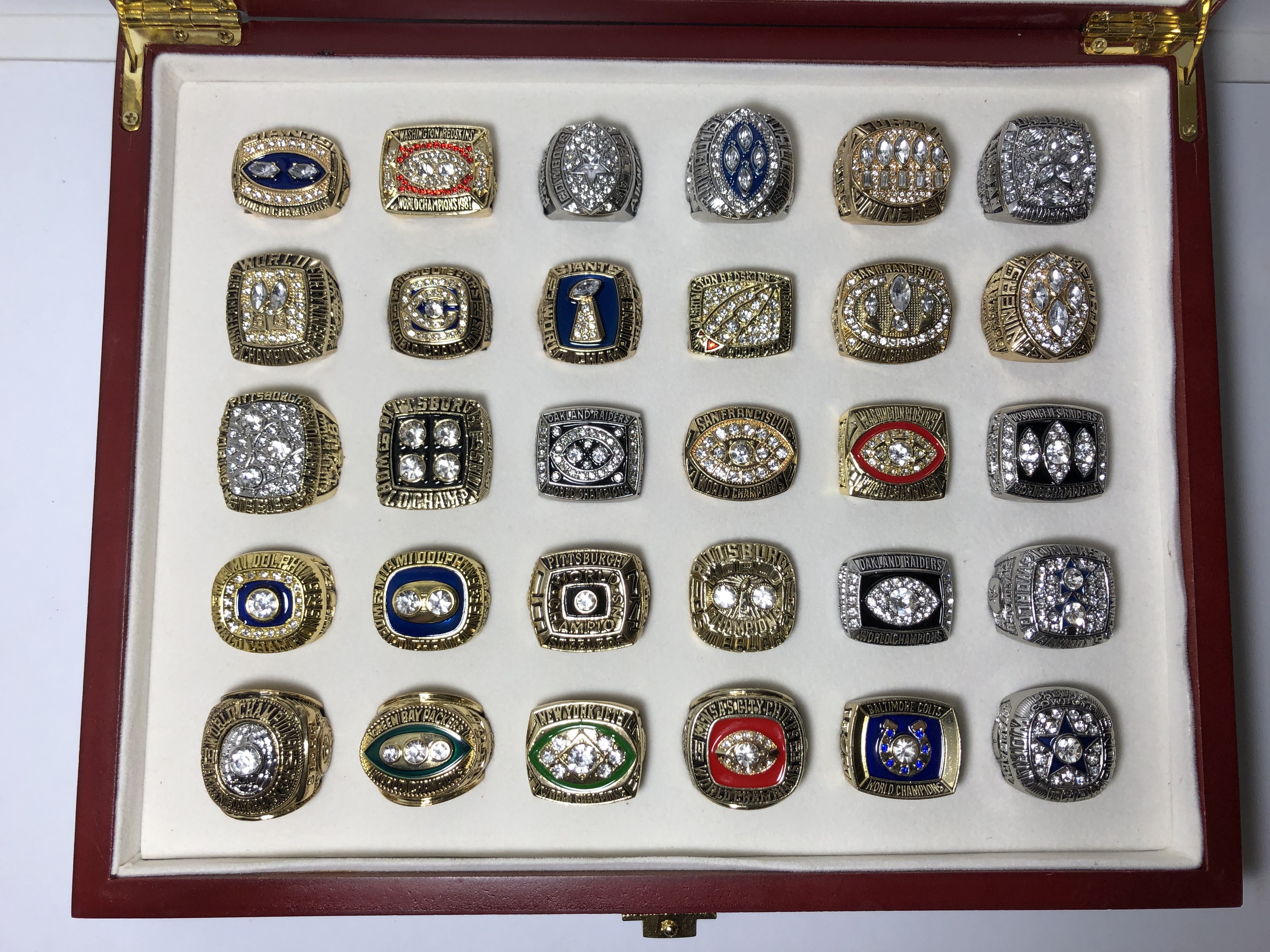 Set of 54 Replica Super Bowl Rings W/ 2 Display Box for Super Bowls 1-61-  1966-2019 Various Sizes · The Cowboy House