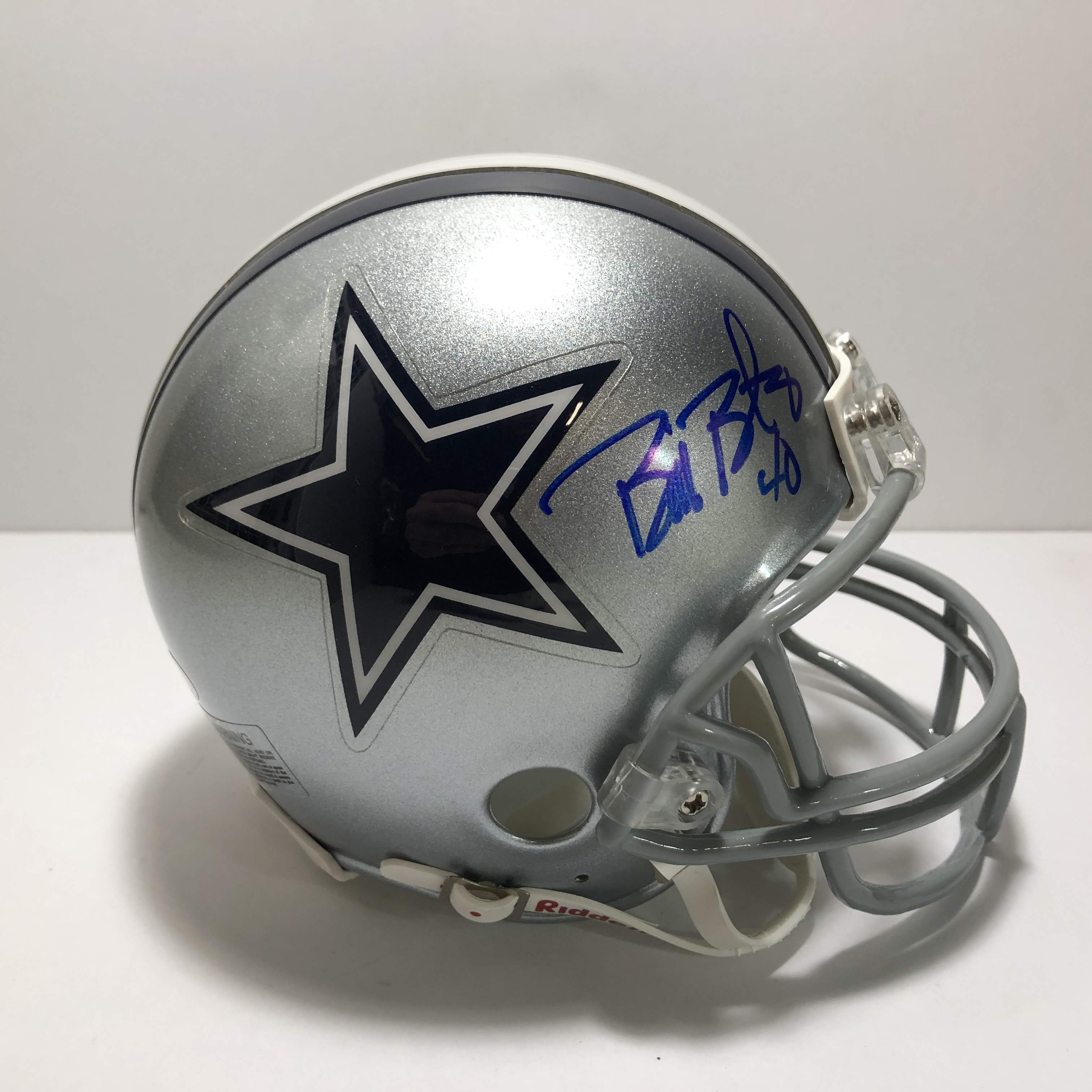Bill Bates 40 Signed Dallas Cowboys Mini Helmet Victory Collectibles Coa The Cowboy House